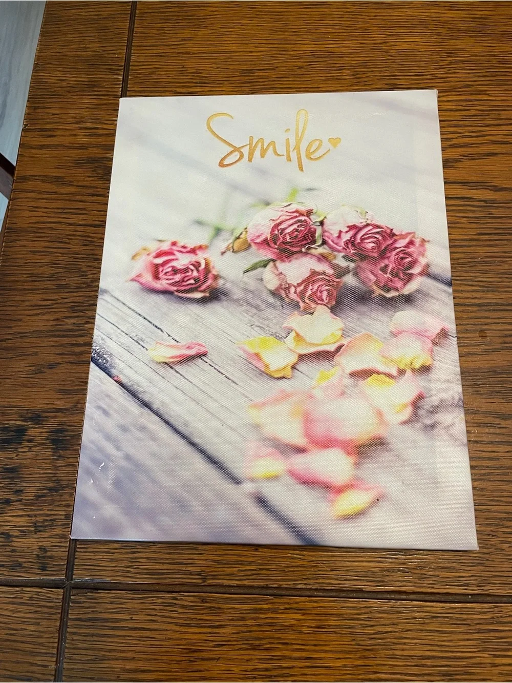 Smile Pink Rose Canvas Wall Art - Floral Home Decor